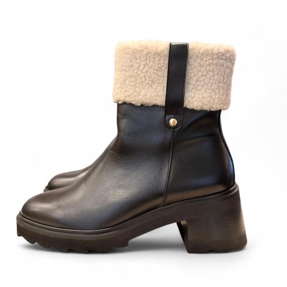 bobbies Aïko Italian Leather Healed Boot with Sherpa Cuff - Picture 4 of 11